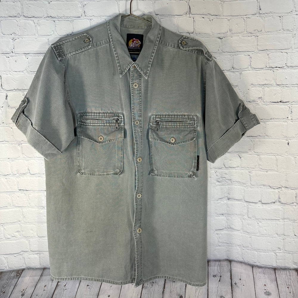 Adventureline Australia Mens Utility Shirt Short Sleeve Canvas Olive Green Pkt